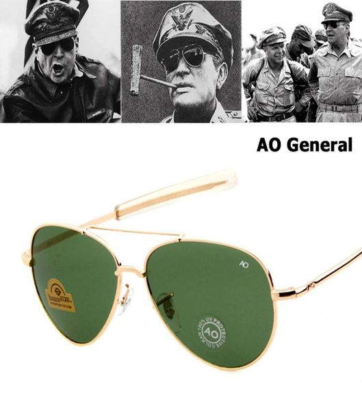 Toute l'armée militaire MacArthur Aviation Style AO lunettes de soleil générales lentille en verre optique américain hommes lunettes de soleil Oculos De Sol3139544