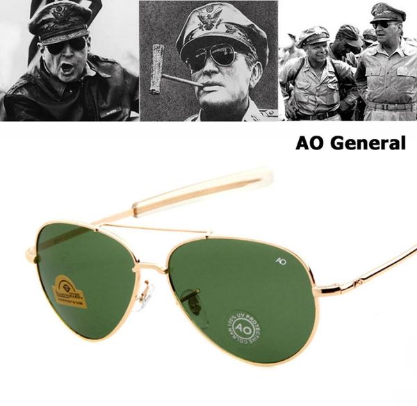 Toute l'armée militaire MacArthur Aviation Style AO lunettes de soleil générales lentille en verre optique américain hommes lunettes de soleil Oculos De Sol6702362