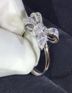Arrivée complète bijoux de luxe 925 en argent sterling T princesse coupe topaze blanche CZ diamant fête papillon femmes bande de mariage Rin1694873