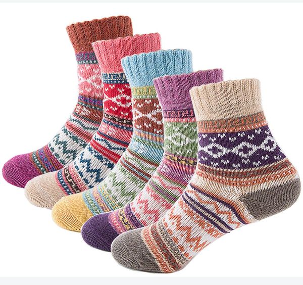 Tout l'automne hiver épais chaud femmes chaussettes belle douce classique coloré multi motif mélanges de laine littérature Art Style Cash4481825