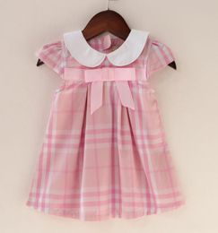 hele Baby meisjes Katoen geruite schattige pop nek prinses jurk met strik meisje mode Koreaanse jurk chilldren Ontwerpers Kleding Kid4499853