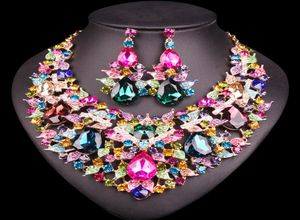 hele mooie blad sieraden bruids sieraden sets strass party bruiloft prom kostuum accessoires ketting oorrang set wome1118145