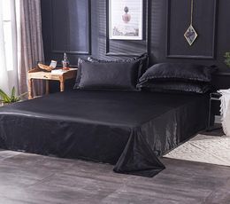 Juegos de cama enteros Sábanas planas blancas de seda satinada de lujo Sábanas sedosas Queen King para mujeres y hombres 1317 T21725667