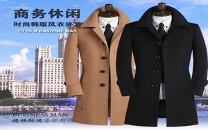 Trench-coat noire noir kaki gris 2016 Automne Mens Trench Coat Mens Mens Cashmere Coat Casual Slim Long Design Winter Lool Mabe Men Vêtements 1161459