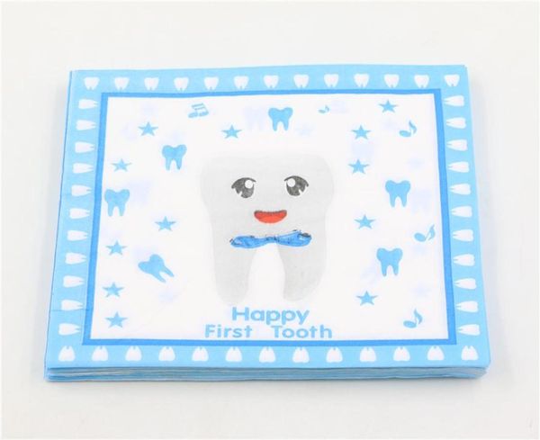 Blue entièrement Bleu Première Tooth Tapkin de papier imprimé pour Kind Party Decoupage Festas Tissue Servilleta 33CM33CM 20PCSP6546224