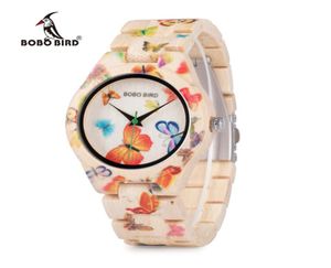 Hele Bobo Bird Ladies kijkt Bamboo Wood Quartz Butterfly Hour Brand Designer Festival Gifts With Box Drop 2921897