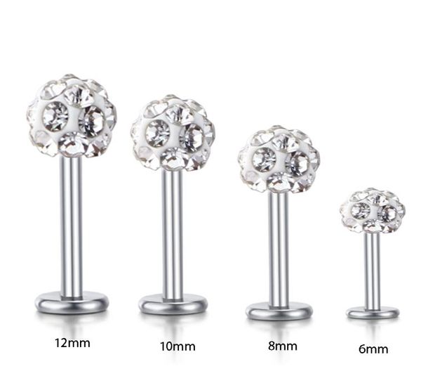 Bijoux entier Bijoux Labret Anneaux en acier inoxydable Shaballa Crystal Disco Ball Piercing Bijoux 16g Ring 30pcs6085535