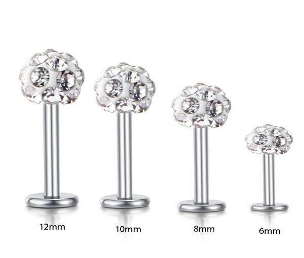 Bijoux entier Bijoux Labret Anneaux en acier inoxydable Shaballa Crystal Disco Ball Piercing Bijoux 16g Ring 30pcs1324876