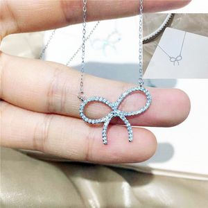 Tout le corps S925 collier en argent arc Zircon ami cadeau bijoux pour femmes pendentif coréen clavicule chaîne tendance accessoires de mode Q0531