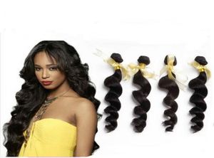 Extensiones de cabello virgen brasileño entero trama de cabello de onda suelta 1B color negro natural longitud mezclada 5 piezas / lote 55 g piezas 2288057