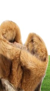 Hele bruine nepbontjassen voor mannen 2017 winterbontvest jas groot formaat warm mouwloos uitloper heren bontjas met capuchon overjas5049836