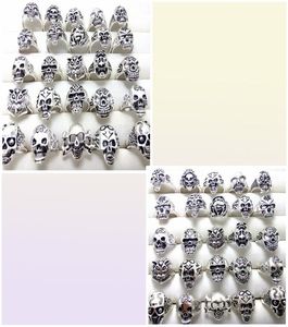 Lot en vrac entier 100pcs styles top mix bancs de crâne squelettes bijoux men039 cadeau de cadeau favori des hommes de biker marque de bijoux homme 5736403