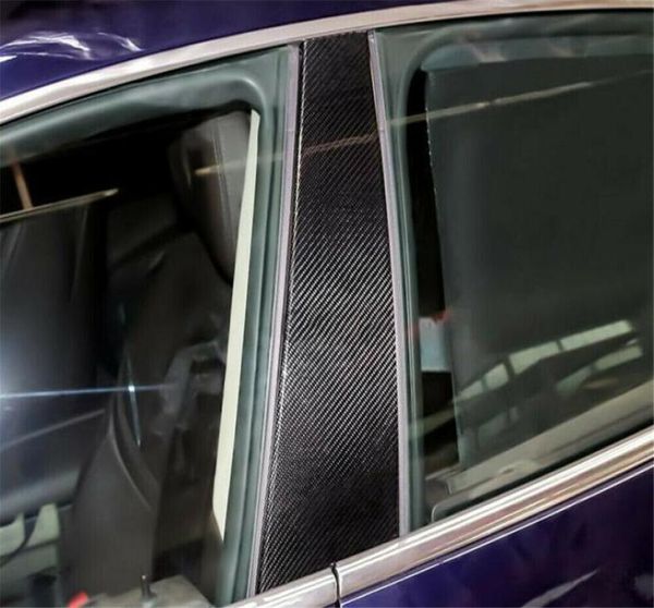Embellecedor completo de la cubierta del poste del pilar de la ventana del coche para Maserati Ghibli 20142018 fibra de carbono 2pc21942478771624