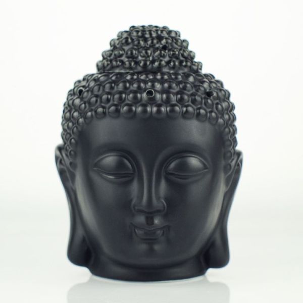 Whole-Ceramic Oil Quemador Buddha Estación de aceite de la cabeza de Buda Black y Whitetemple Home310a