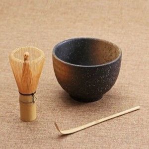 Juego de 3 uds de ceremonia entera, tazón de matcha, cuchara de bambú, batidor de matcha, teaware324C