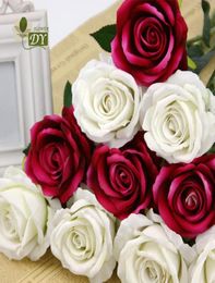 Bouquet de roses et pivoines en tissu de soie artificielle, charmant, blanc, rose, Orange, vert, rouge, pour mariage, maison, décoration 4023320
