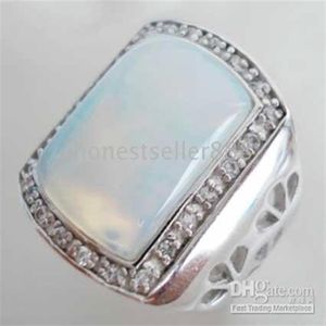 Bague pour hommes en opale blanche, bijoux de charme entier, 8 9 10286u