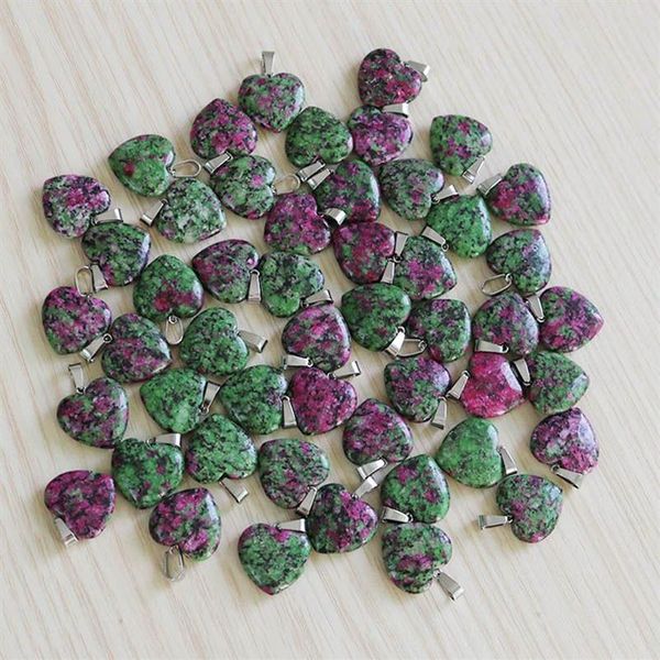 Breloques entières à la mode, trésor rouge et vert, pendentifs en forme de cœur, perles en pierre, fabrication de colliers pour femmes, 344o