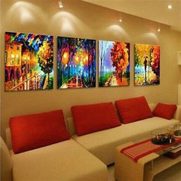 Hele goedkope abstracte 100% handgeschilderde kunst olieverfschilderij muur decor canvas 4pc set281m