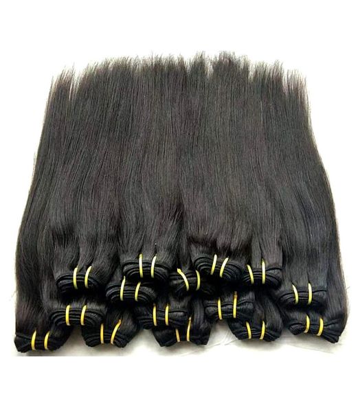 Paquets de cheveux humains droits brésiliens bon marché tisse 1 kg 20 pièces lot couleur noire naturelle non remy qualité cheveux humains 50g5343968