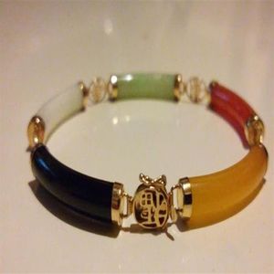 Pulsera de jade chino de oro amarillo de 14k QVC FABULOSA barata completa 295h