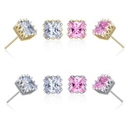 Hele goedkope vergulde vierkante zirkoon kroon oorbellen fashion party sieraden verlovingscadeau voor vrouwen gemengde kleuren 2149857