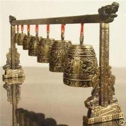 Gong de meditación barato completo con 7 campanas adornadas con diseño de dragón instrumento musical chino estatua decoración 264Z