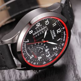 Reloj barato completo XINEW Car Racing Dashboard banda de cuero fecha calendario relojes de cuarzo casuales hombres Montre Homme 2018328P