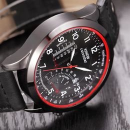 Reloj barato completo XINEW Car Racing Dashboard banda de cuero fecha calendario relojes de cuarzo casuales hombres Montre Homme 2018339H