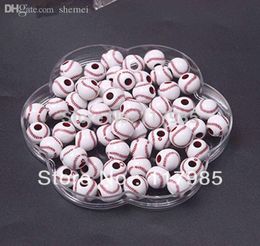 Perles entières épaisses, perles de baseball populaires en acrylique, 12mm, 600 pièces, lot pour bracelets, 7404673