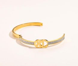 Hele klassieke armbanden dames bangle luxe designer armband kristal 18K vergulde roestvrijstalen bruiloftliefhebbers geschenk jood7491833