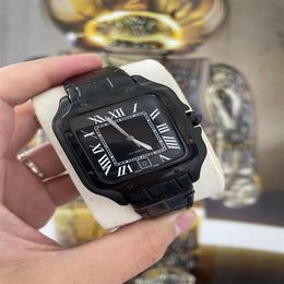 Классические мужские роскошные квадратные часы 40 мм Geneve, ремешок из натуральной кожи, механический корпус для часов и браслет Fashion176p