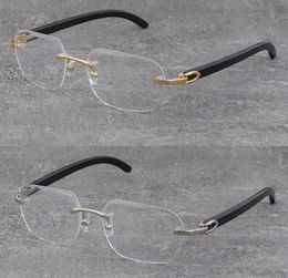 Styles classiques entiers monture en métal sans monture lunettes de luxe optiques amovibles en corne de buffle noire monture en or 18 carats 3524012 carré 1630744