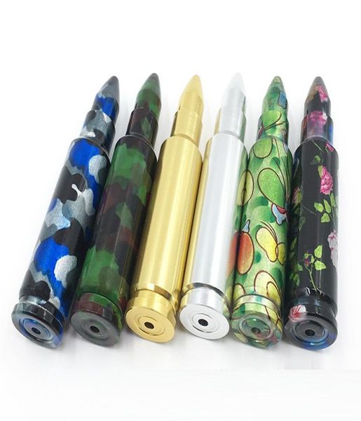 Colores enteros Bullet Aluminio Metal Pipa para fumar Mini cartucho creativo y conveniente Tabaco Pipas para hierbas Shisha Hookah Sneak9658718