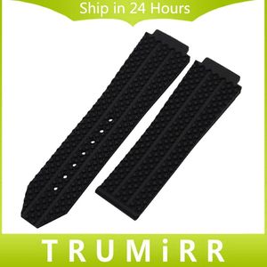 Bracelet de montre en caoutchouc de Silicone convexe entier 26mm x 19mm pour HUB Bracelet de montre pour hommes Bracelet de remplacement Bracelet de poignet noir bleu 210i