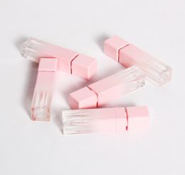Cosmetics entiers Pink Vide à lèvres Bélans de brillant carré Gold Lip Gloss Bottle Lipstick Lipgloss Rechargeable Bouteilles Conteneurs MakeUp6273008