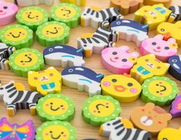 Hele creatieve cartoon gum kleurrijke dierenplanten gum scholier schattige schoolbenodigdheden cadeau -briefpapier set5157034