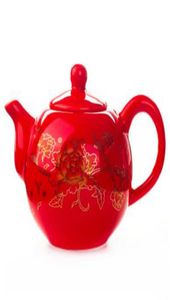 hele creatieve Chinees rood porselein kantoor tepot twee kleuren hoogwaardige puer of oolong theepot kungfu thee set5780721