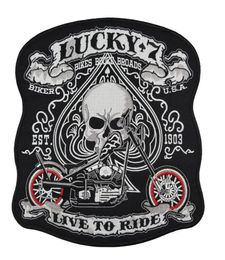 Énormes patchs de motard brodés personnalisés de 105 pouces, pour veste arrière MC Surport PUNK LUCKY 71495597