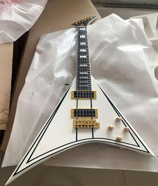 Guitarra eléctrica de forma vitiva de alta calidad personalizada completa con diapasón de ébano en blanco 1801066138515