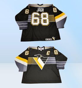 Custom Jaromir Jagr Tsburgh Penguins Vintage CCM Cheap Hockey Jersey Black Robo Pen Mens Retro Jerseys2568285