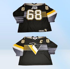 Custom Jaromir Jagr Tsburgh Penguins Vintage CCM Jersey de hockey pas cher Black Robo Pen Mens Retro Jerseys6425868