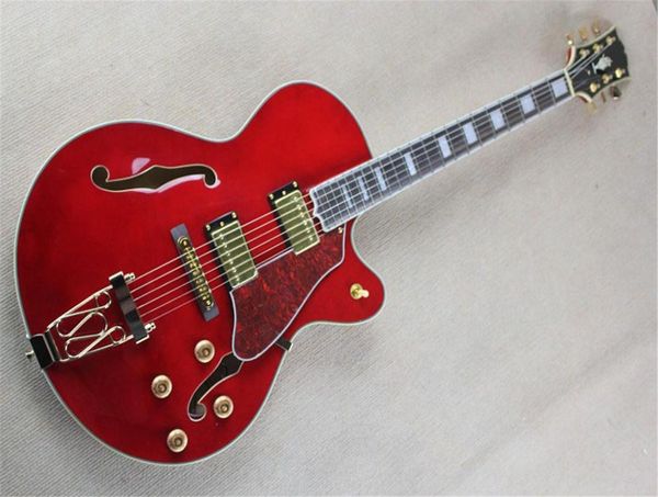 Guitare électrique Jazz L5 à corps Semi-creux personnalisé, trou rouge, en stock8487860