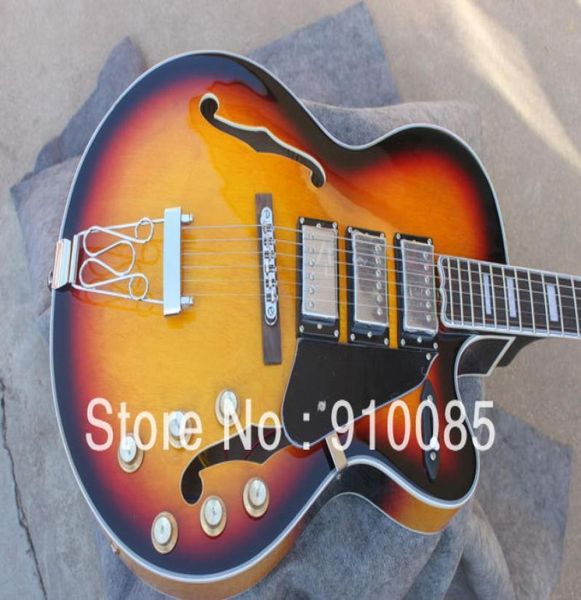 Guitare électrique Jazz à corps creux Sunburst Simi, boutique personnalisée entière, usine de guitare chinoise 7886211