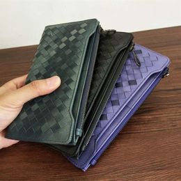 Designer entiers Ladys portefeuille en cuir authentique tissé à main longue carton de carte carte de carte monnaie sac à main