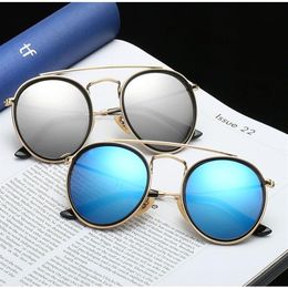 Lunettes de soleil rondes en métal pour hommes et femmes, lunettes de mode Steampunk rétro Vintage avec étuis et boîte 243D