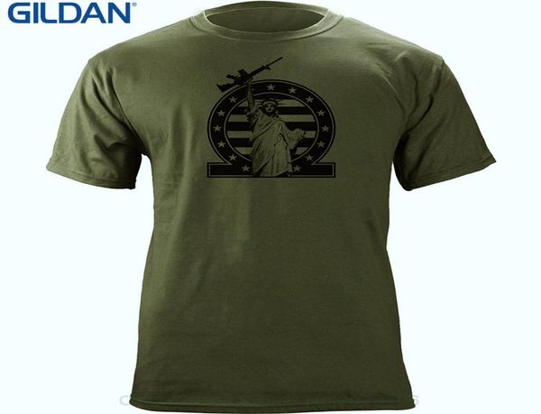 Marca de descuento completo 2019 nueva camiseta hombre algodón vintage molon labe pro 2a Statue of Liberty AR 15 M16 THISH9282702