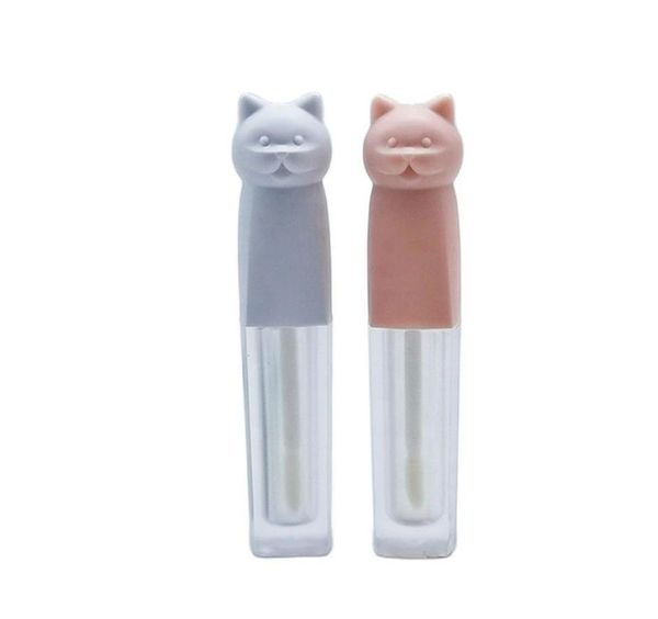Pobine à lèvres de forme de chat entier DIY Emballage de tube de brillant 3 ml Pink Lip gloss tubes Récipient à rouge à lèvres rechargeable
