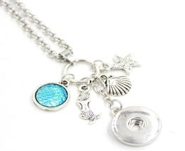 Tout bricolage cadeau personnalisé 18mm Snap bijoux Sealife océan plage collier sirène pendentif Snap collier pour les femmes cadeau 1549622
