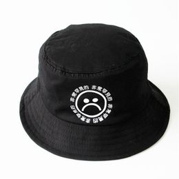 Casquette hip hop en coton respirant, ne se décolore pas, imprimé noir, triste garçons, panama, chapeaux seau pour hommes, bob boonie pêche h292C